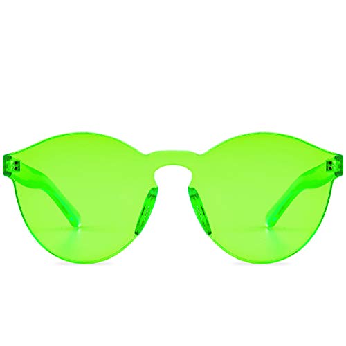 One Piece Rimless Sunglasses Transparent Candy Color Tinted Eyewear - Thumbnail 6