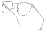 WearMe Pro - Metal Frame Modern Clear Lens Glasses (Silver, 50)