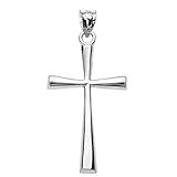 Solid 10k White Gold Simple Cross Pendant