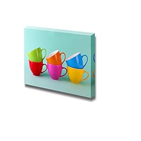 Canvas Prints Wall Art - Still Life Small Cute Colorful Cups | Modern Wall Decor/Home Decoration Stretched Gallery Canvas Wrap Giclee Print & Ready to Hang - 12" x 18"