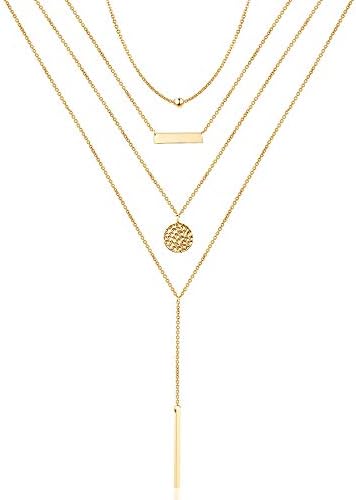 Turandoss 14K Gold Plated Dainty Choker Necklace For Women - Adjustable Snake Chain With Medallion, Cross, Star & Moon Charms