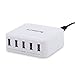 Lumsing USB desktop charger 5V 8A 5 ports square desktop charging station With Intelligent Control Chipset for iPhone iPadd HTC LG Motorola Samsung Galaxy Smartphones Tablets(White)