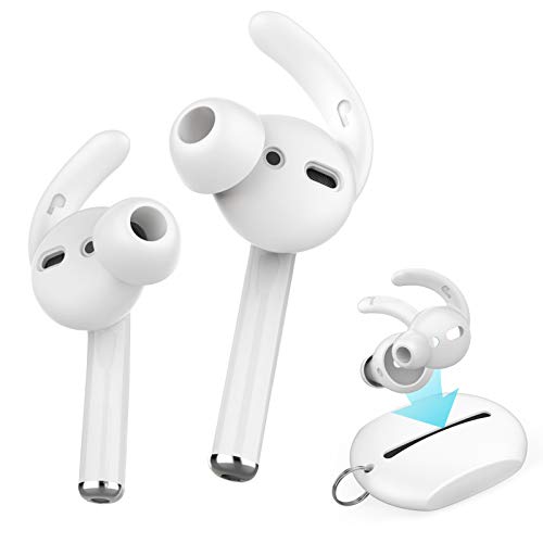 AhaStyle 2 Pairs AirPods Ear Hooks Cover Earbuds Tips Accessories [Added Storage Pouch] Compatible with Apple AirPods 2 and 1 or EarPods