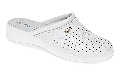 ladies white leather mules