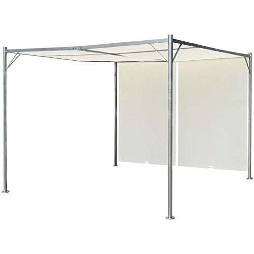 K&A company Pergola with Adjustable Roof Cream White Steel 9.8’x9.8′