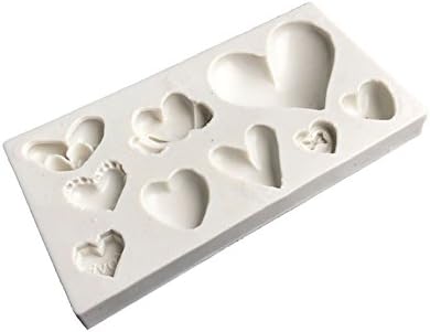 Heart Food-Grade Silicone Mold DIY Chocolate Fondant Cake Clay Pastry Mould - Grey White
