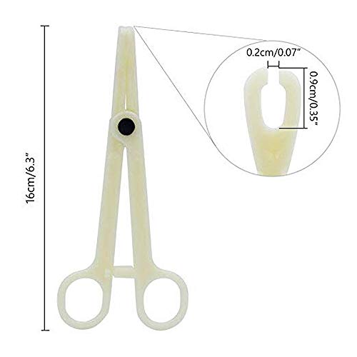 Body Piercing Disposable Clamps-Beach Body Art Supply- 25 Pcs Sterile Round Slotted Disposable Forceps Auto-Locking Pliers Ear Nose Belly Piercing Tools Tattoo Piercing Supplies Piercing Clamps