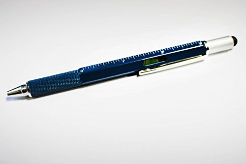 6 in 1 Multitool Pen with Gift Box - Includes 1 Ballpoint Pen, Universal Stylus Pen, Ruler,Flat and Phillips Screwdriver Bit, Level Gauge - The Perfect Multi-Function Gadget (Blue) - Thumbnail 5
