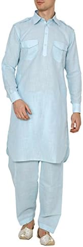 Shri India Traditional Pathani Suit Kurta Pajama Poly Cotton Men Ethinc Wear Brown Dress