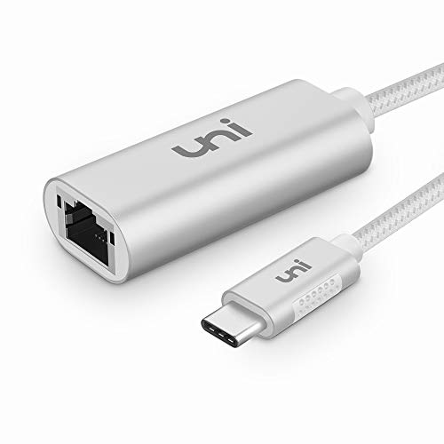 RJ45 to USB C Adapter, uni USB C to Ethernet Network, Thunderbolt 3/Type-C Gigabit Ethernet LAN Network Adapter, Compatible for MacBook Pro 16'' 2019/2018/2017, MacBook Air, Dell XPS and More - Silver
