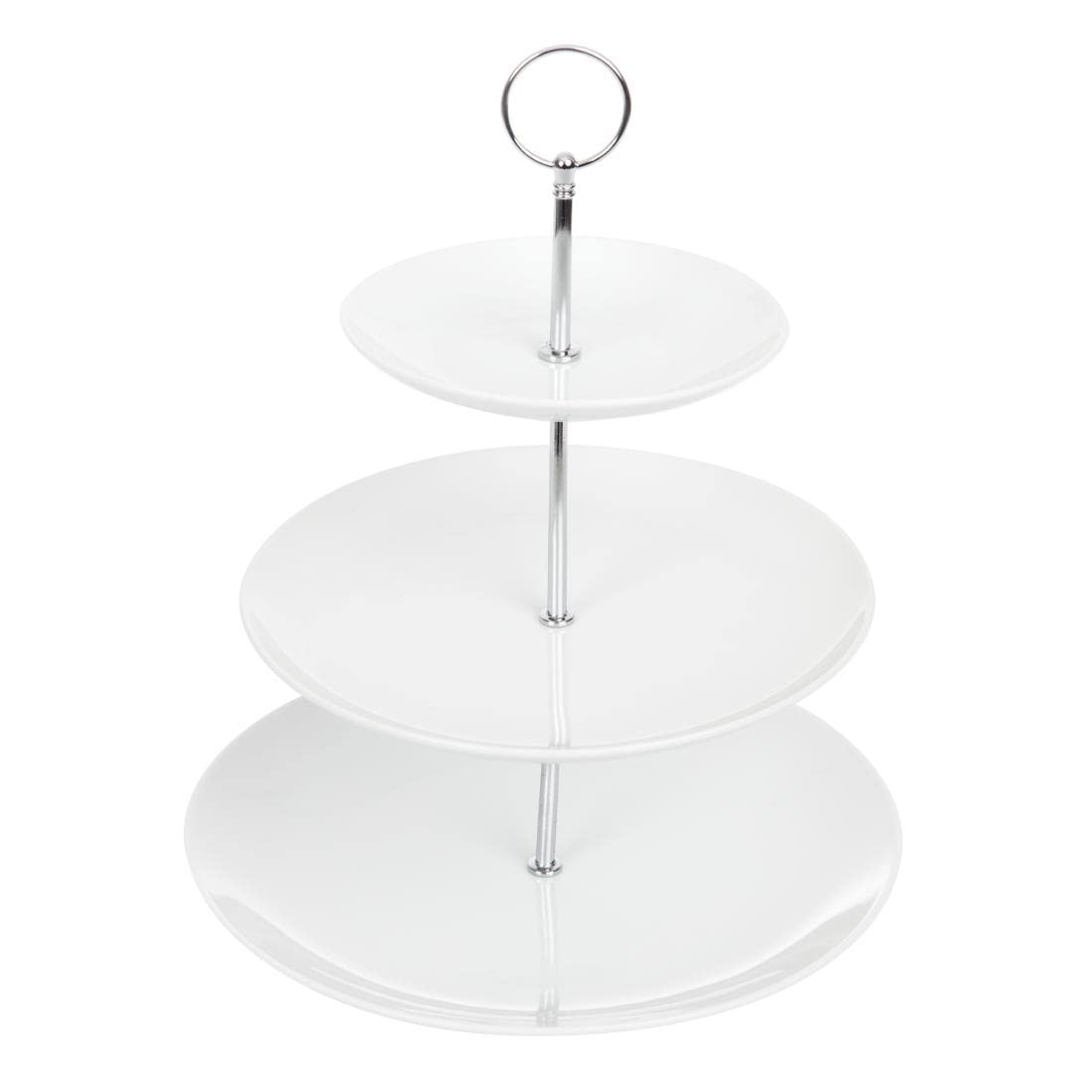 Olympia 3 Tier Cake Stand in White Made of Porcelain with Stainless Steel Rod