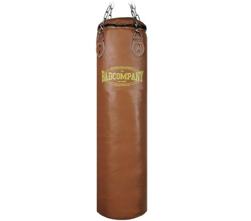 Bad Company Retro Boxsack inkl. Heavy Duty Vierpunkt-Stahlkette I Punching Bag in Leder Optik, gefüllt/ungefüllt I 100 x 35 c