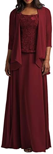 Chiffon Mother of The Bride Dress with Jacket Lace Prom Dress Formal Evening Gowns Long Plus Size