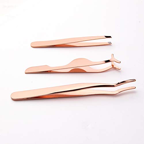 Arroyner 3Pcs Eyelashes Tool Fake Lash Applicator Lash Tools Fake Eyelashes Scissors (Rose Golden) - Thumbnail 4