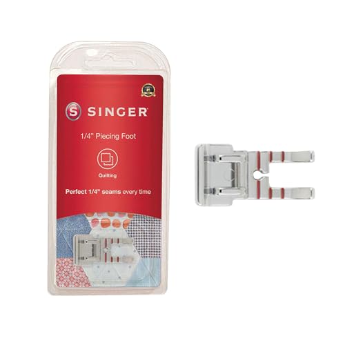 SINGER 1/4 Inch Piecing Presser Foot | Ensures Precision Seam Allowances for Quilting, Crafting & Apparel Making | Compatible with Low-Shank Sewing Machines