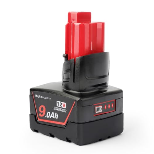 DKSIDKN Batería de repuesto de iones de litio de 12 V, 9,0 Ah, compatible con Milwaukee 48-11-0490 48-11-2402 48-11-2411 48-11-2430 48-11-2450 48-59-2440 Herramientas inalámbricas de 12 V