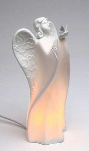 Festive "Angel Holding Butterfly" White Porcelain Plug-in Night Light