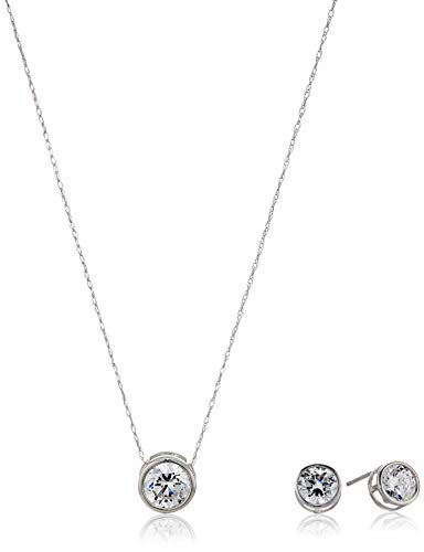 Conjunto de bisel redondo de circonita Swarovski de 10 k para mujer