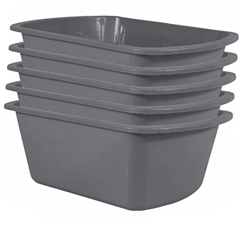 Vakly Rectangular Plastic Wash Basins - 5 Pack, Small 7 Quart Graduated Bucket - Portable Washbasin for Washing, Cleaning, Foot Bath, Dishes, Face Cleansing Bowl
