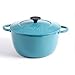 The Pioneer Woman Timeless Beauty 5-Quart Cast Iron Dutch Oven with Stainless Steel Butterfly Knob, Turquoise/Blue