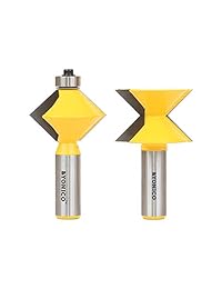 yonico 15225 Edge banding Router Bit Set con v-design Lengua y Groove 1 2-inch vástago