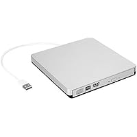 External CD DVD Drive, USB Type C Dual Port CD Drive, DVD +/-RW CD +/-RW Writer Burner Player with Classic Silver for…