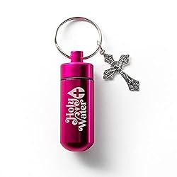Catholic Holy Water Bottle, Pink Keychain Container