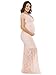JustVH Women's Off Shoulder Short Sleeve V Neck Lace Maternity Gown Maxi Photography Dress Peach Pink