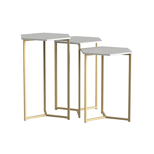 Walker Edison Modern Hexagon Nesting Side End Table