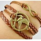Fashion Vintage Hunger Games Birds Infinity Bracelet Leather