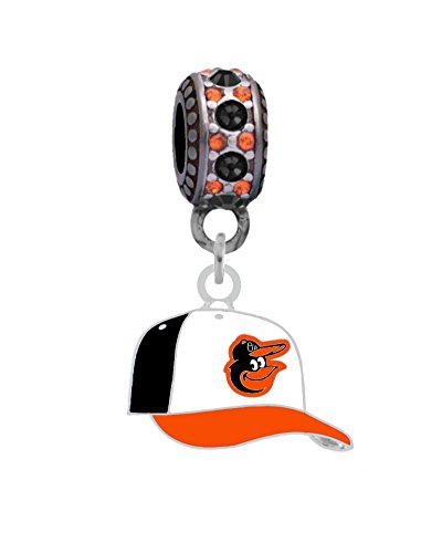 Baltimore Orioles Ball Cap Charm Fits Most Bracelet Lines Including Pandora, Chamilia, Troll, Biagi, Zable, Kera, Personality, Reflections, Silverado and More