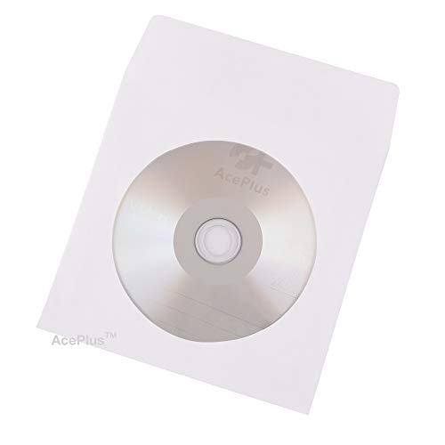 AcePlus 100 Mini White Paper Sleeves for Mini Disc - Envelopes with Sleeves with Clear Window and Flap - Thumbnail 3