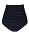 Firpearl Women's Retro Solid High Waist Ruched Bikini Bottom Swim Brief