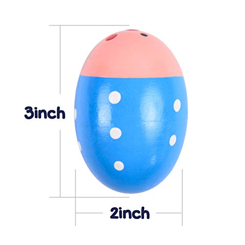 SallyFashion Wooden Percussion Musical Egg Maracas Egg Shakers, 6 PCS, Random Pattern, Halloween Props