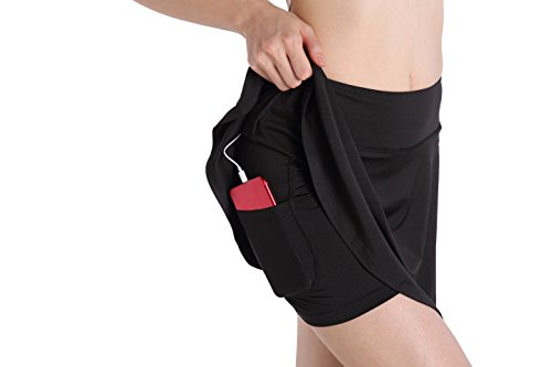 Annjoli Womens Running Skorts Golf Tennis Workout Skirt (M, Black(Pleated)) - Thumbnail 4