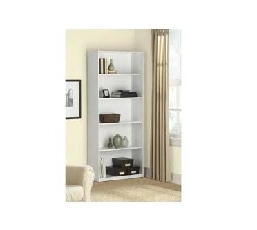 Mainstays 5-Shelf Wood Bookcase, White (White) (WHITE, 5-SHELF) Mainstays 5-Shelf Wood Bookcase, White (White) (WHITE, 5-SHELF)