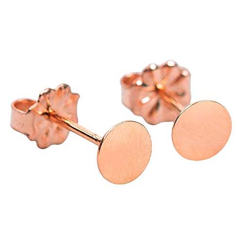 6mm Large Size Rose Gold Vermeil Round Circle Disc Stud