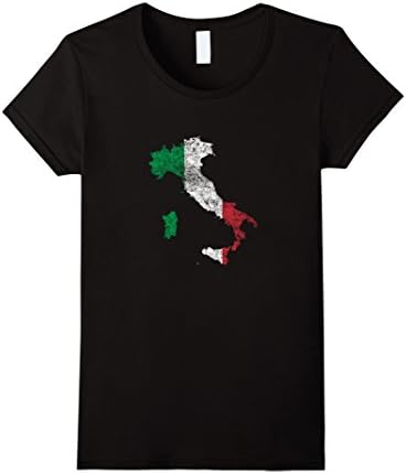 Womens Italy Flag and Map Italian Pride T-Shirt Small Black
