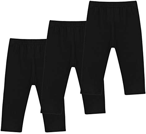 Soft Capri Leggings Girls Cotton Cropped Tights 3-Pack Summer Leggings for School Play