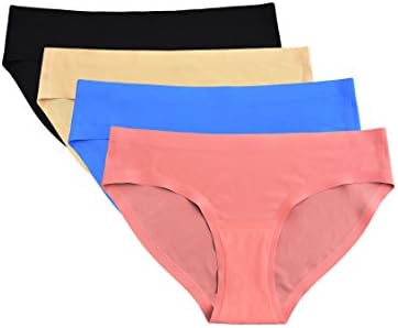 iswan Women’s Classic Bonding Seamless Invisible Underwear Bikini and Boyshort Pack of 4 (XS, 4Color- Bikini)