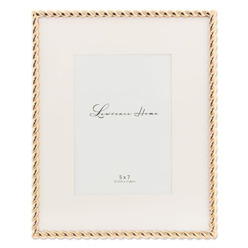 Lawrence Frames Rope Design Metal Frame, 8x10, Matted 5x7, Gold