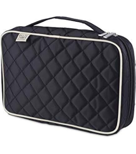 ELLIS JAMES DESIGNS Makeup Brush Bag Case Organizer in Black – Professional Designer Make Up Travel Handbag for Make Up Brushes – Stylish & Compact Carrying Holder Storage Handbag Pouch