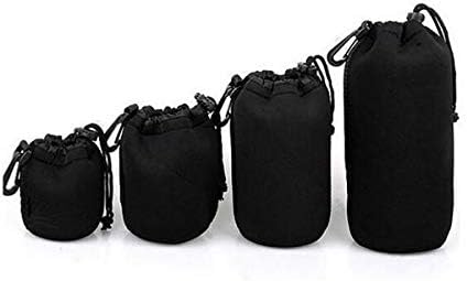 DUBENS 4 Pcs Neoprene Lens Pouch Case Protective Case for Nikon Canon Sony Pentax Olympus Panasonic DSLR Camera Lens Black