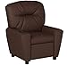 Flash Furniture Chandler LeatherSoft Kids Recliner with Cup Holder and Safety Recline, Contemporary Reclining Chair for Kids, Supports up to 90 lbs., Brown