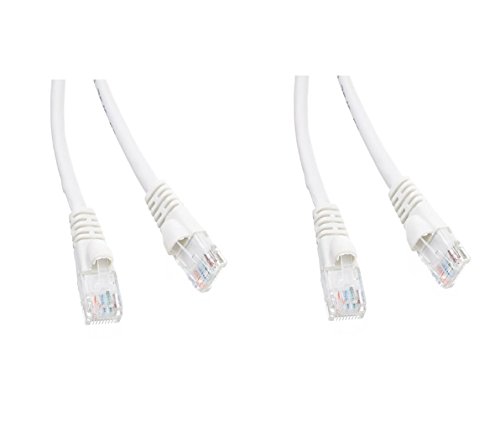 2 Pack, CAT5E Hi-Speed LAN Ethernet Patch Cable, Snagless/Molded Boot, 50 Feet, White, CNE477812