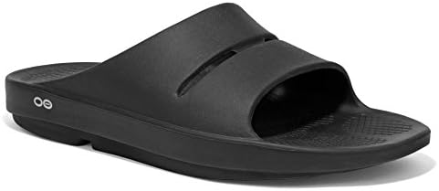 OOFOS OOAHH Black Unisex Slide Sandal (INCLUDES FREE RED FOOT MASSAGER) (Men 14)(Women 16)