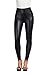 MCEDAR Women’s Faux Leather Leggings with Pockets Girls’ Black High Waist Sexy Skinny Slim Fit Pants for Causal, Club, Night Out (L, B-Black)