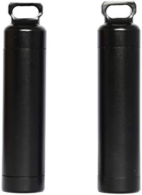 WAYPOWER Waterproof Seal Case Capsule Bottle Holder Dry Box Aluminum EDC Outdoor Survival Emergency Tools Black(1 PCS)