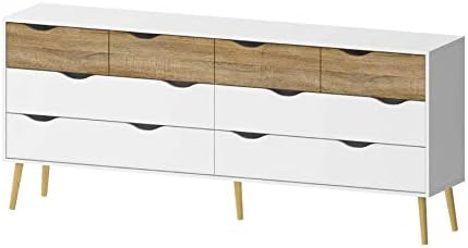 Evergreen House 8052773301121 Double Chest Of Drawers White And White Wood Amazon De Baumarkt
