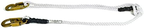Pelican Rope Adjustable Rope Lanyard (4 feet - 7 feet) - 3-Strand Twisted Polyester Rope (5/8 inch), Hand-Spliced Eyes, Low Stretch, Chemical/Abrasion Resistant - for Fall Protection, Arborist Work